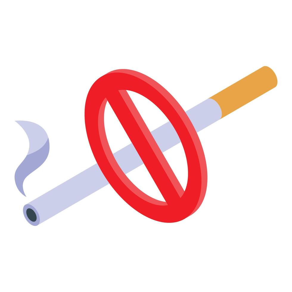 No smoking sign crossing lit cigarette, stop smoking concept vector