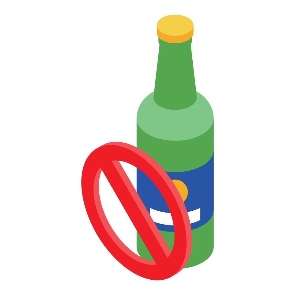 No alcohol sign over green beer bottle promoting healthy lifestyle vector