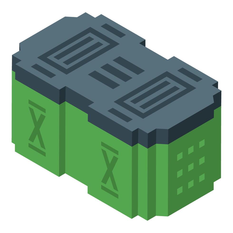 Green pixel art container with grey lid and x markings vector