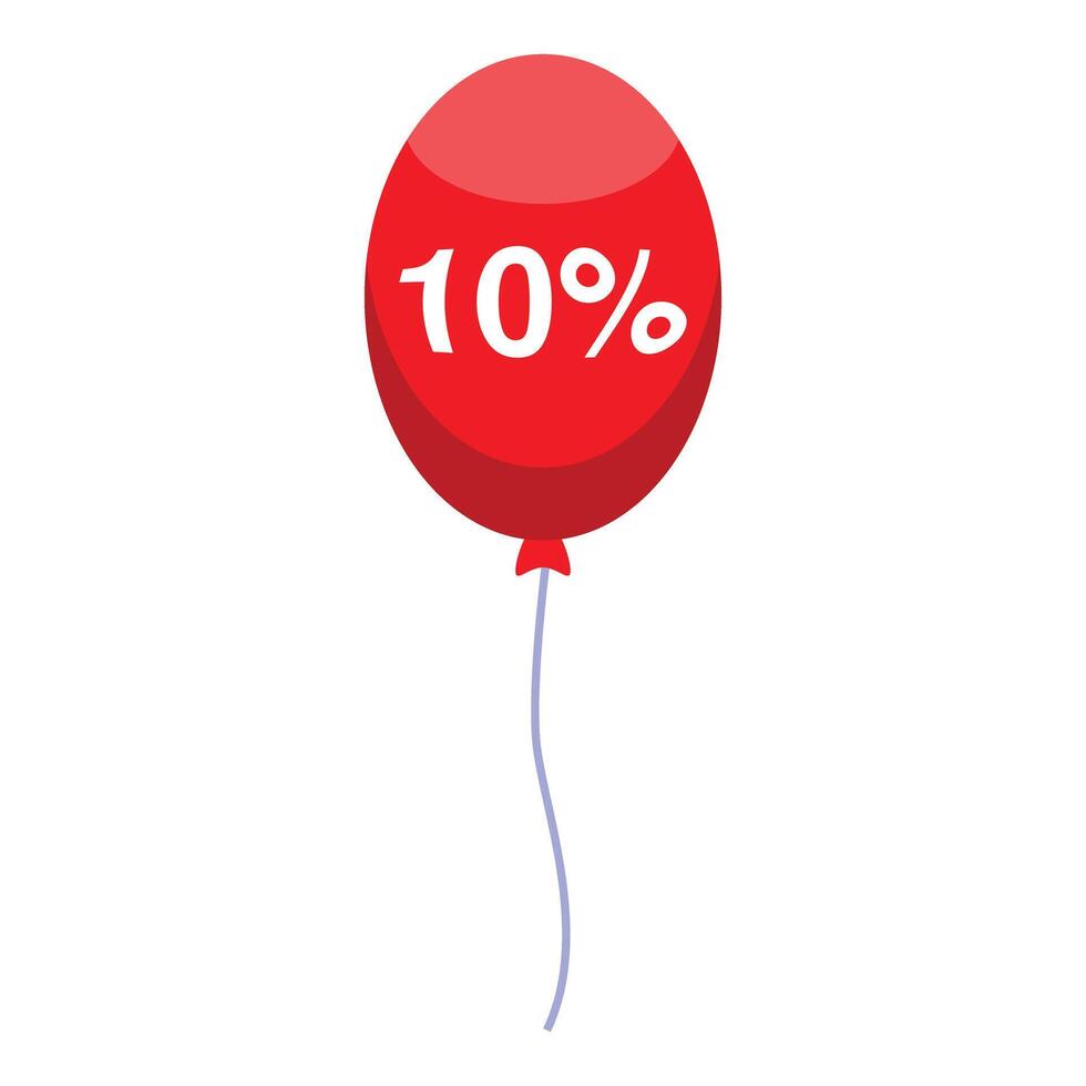 Red balloon showing 10 percent discount on white background vector