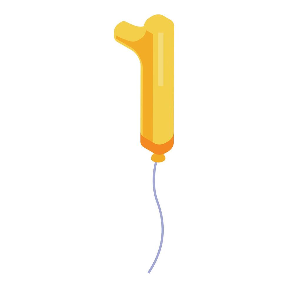 Golden number one balloon floating with ribbon string vector