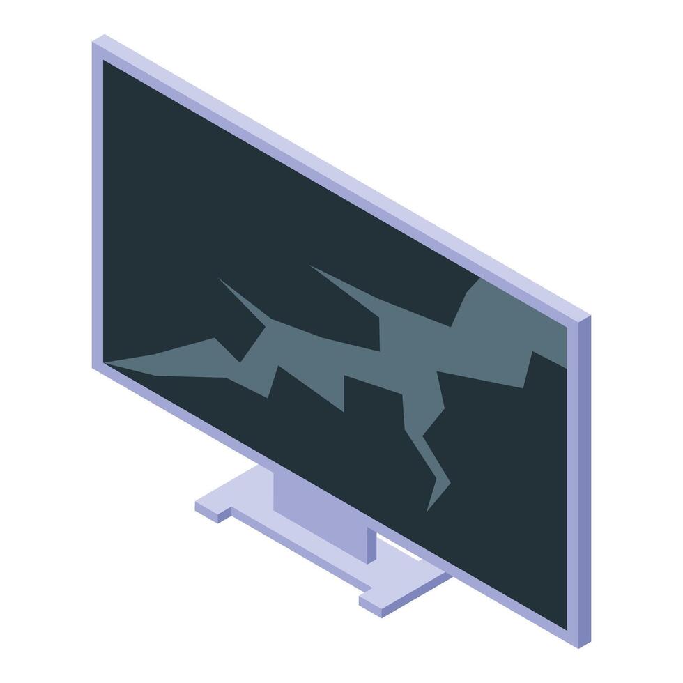 Broken computer screen showing cracks displaying hardware damage vector