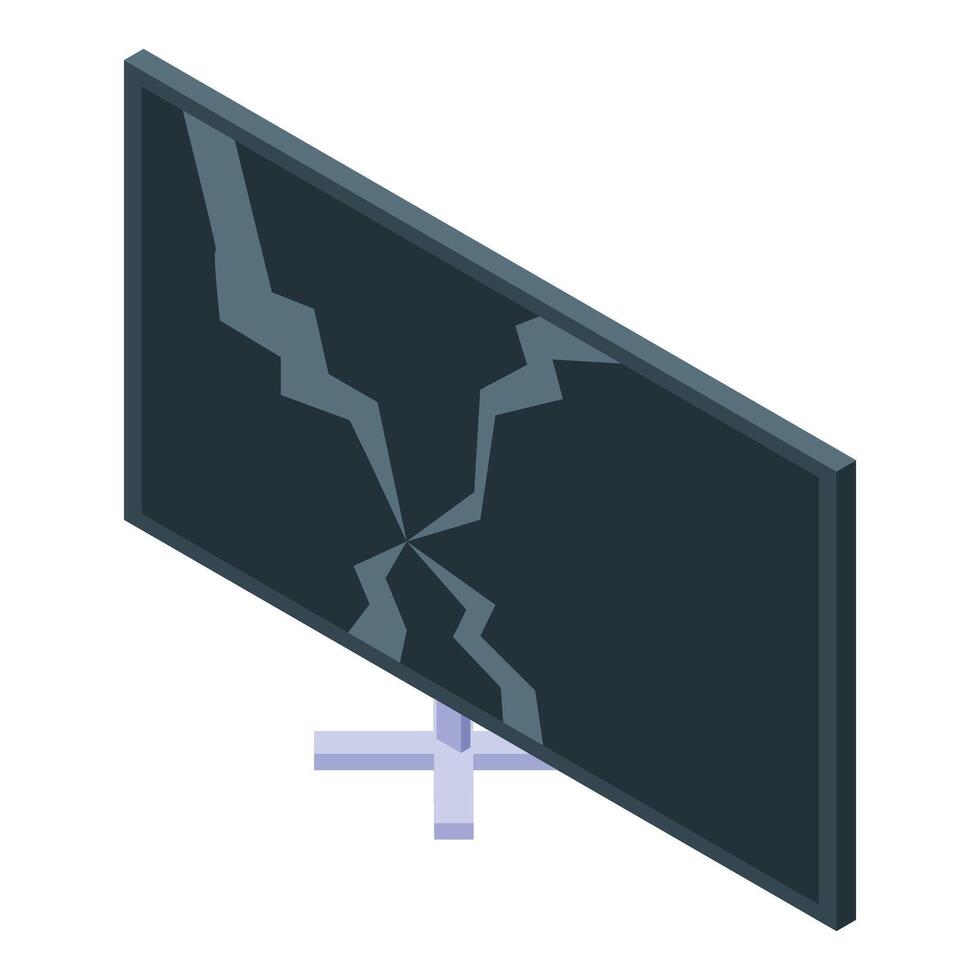 Broken smart tv screen showing cracks on display panel vector