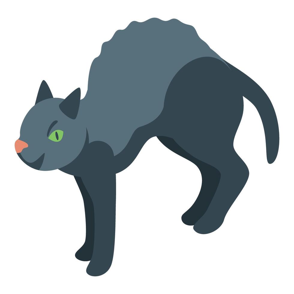 Scary black cat arching its back and showing its teeth vector