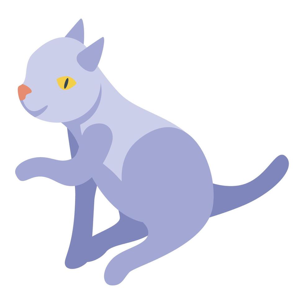 Playful purple cat sitting and raising paw vector