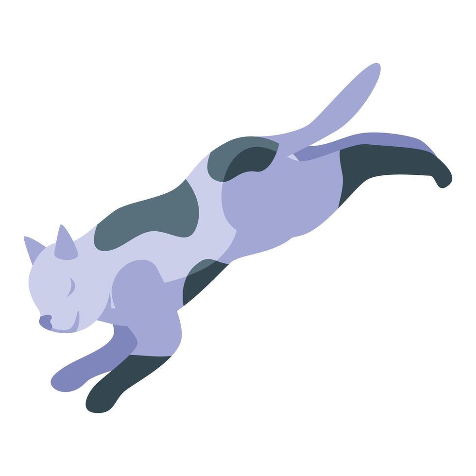 Purple cat with dark spots jumping playfully vector