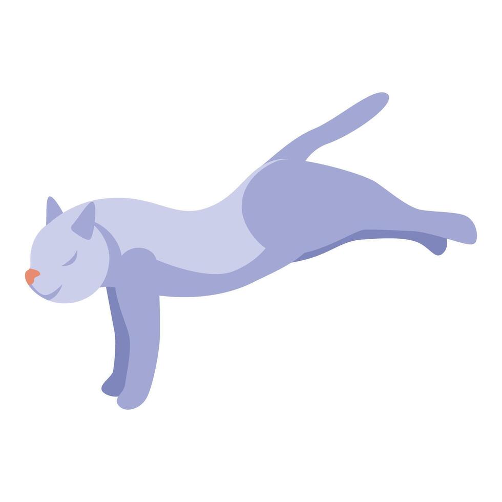 Purple cat stretching body while doing gymnastics vector