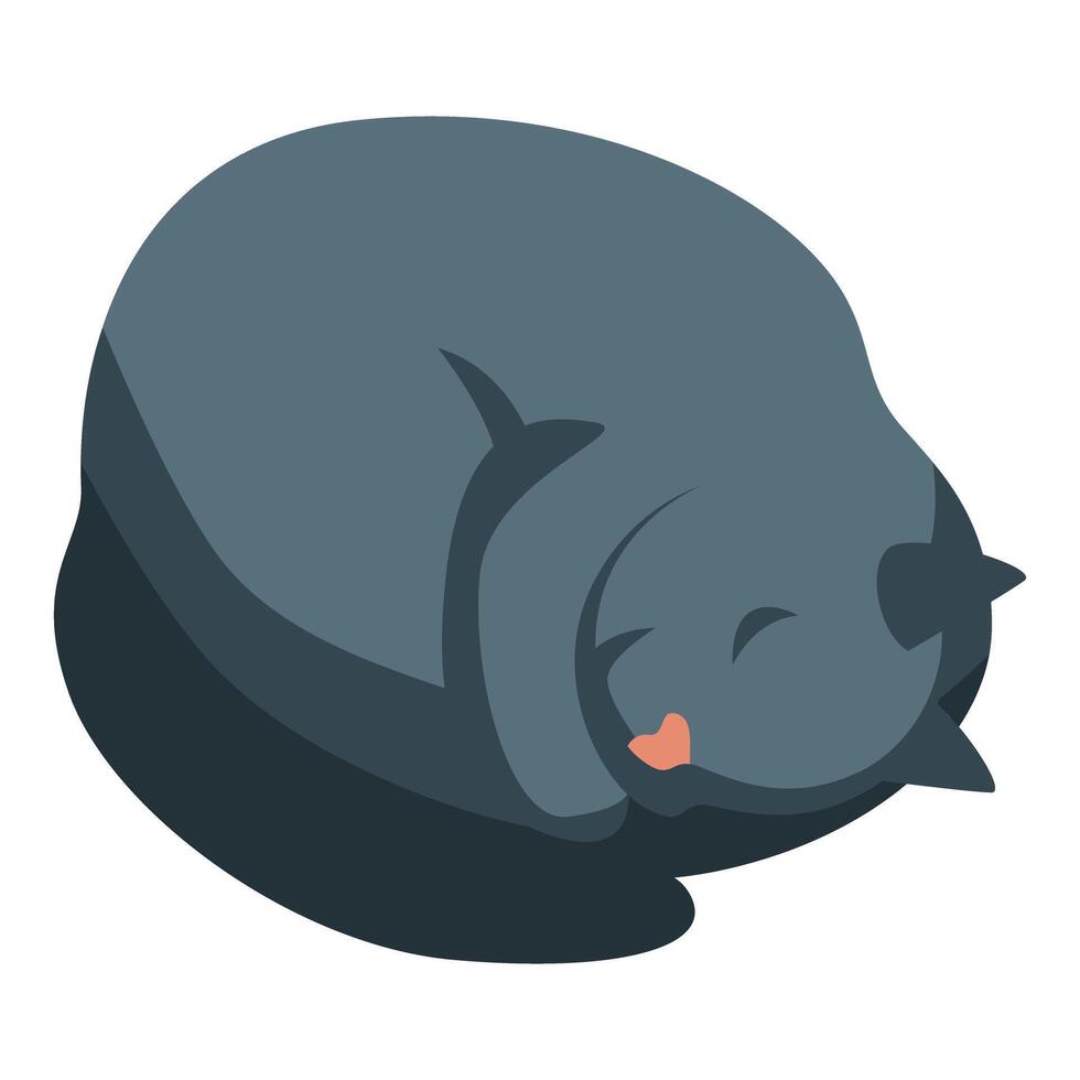 Sleeping grey cat curled up taking a nap vector
