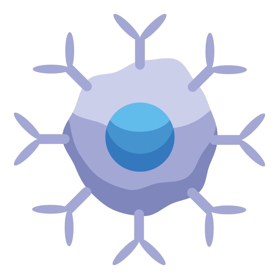 Dendritic cell presenting antigen, immune response icon vector