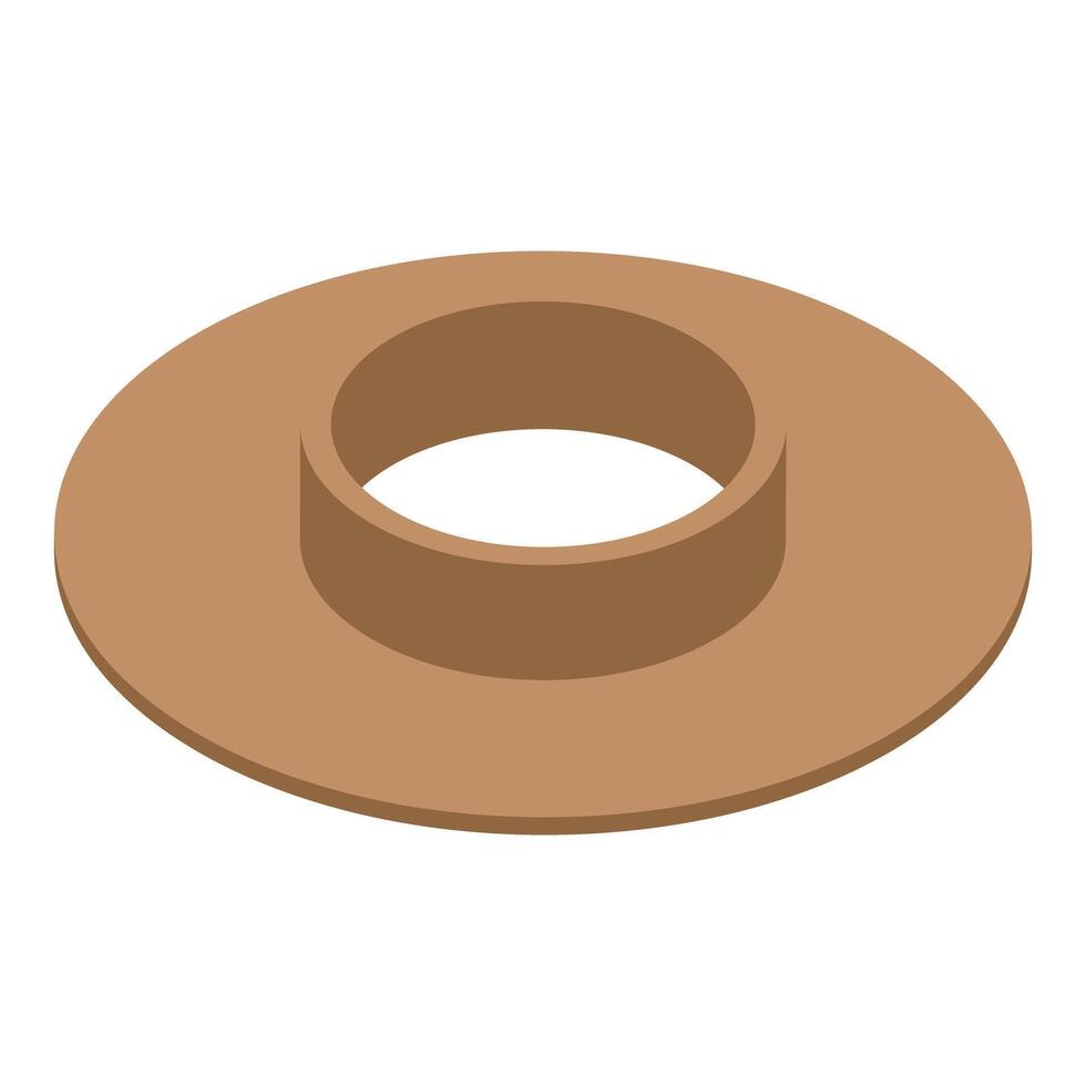 Brown washer lying on white background with hole in center vector