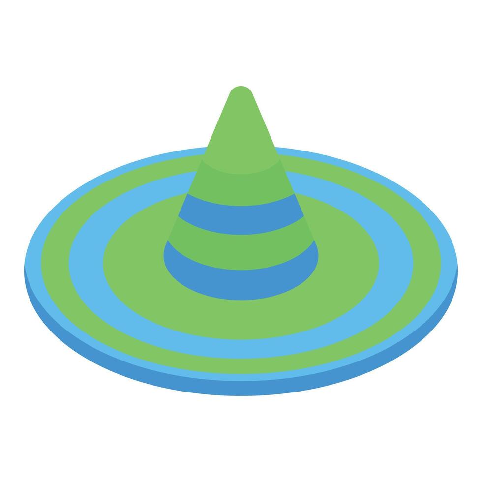Green and blue striped sombrero isometric projection icon vector