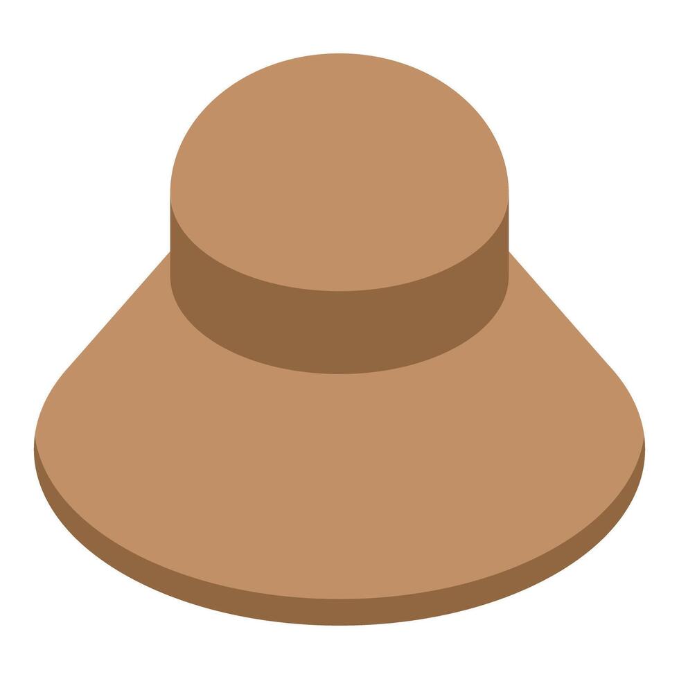 Brown bucket hat protecting from sunlight in isometric view vector