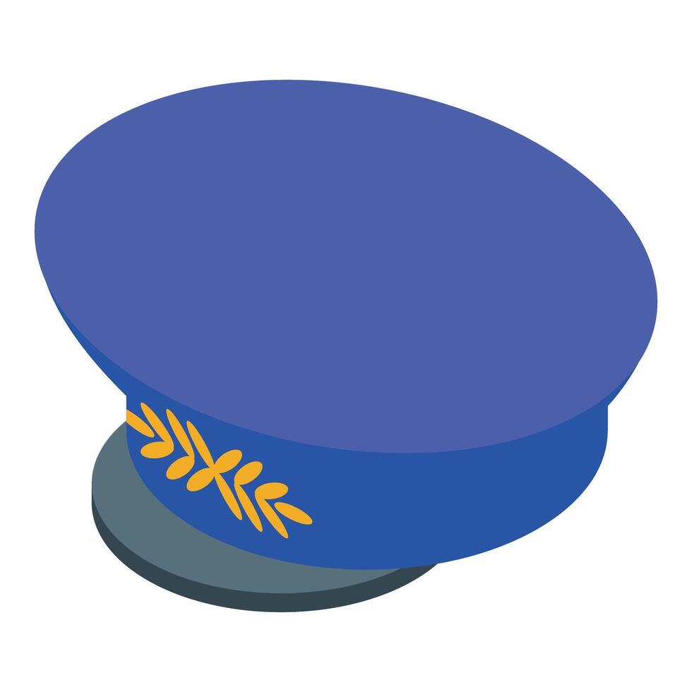Blue general peaked cap with gold embroidery representing authority and military rank vector