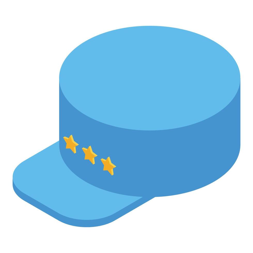 Blue general cap showing three gold stars in isometric view vector
