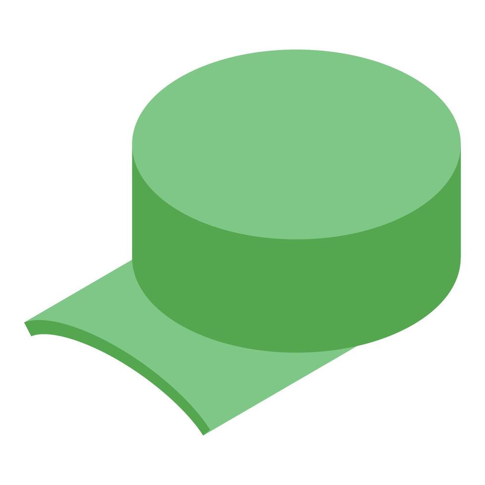 Green baseball cap in isometric view depicting headwear fashion vector