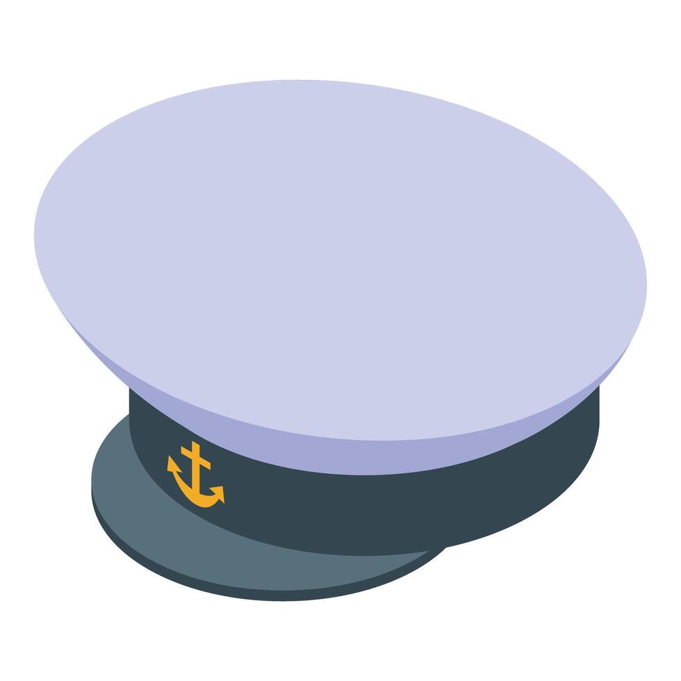 White captain hat with golden anchor showing maritime tradition vector