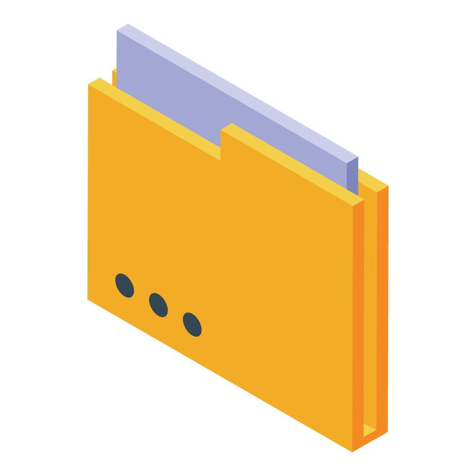 Yellow folder storing files isometric icon representing data storage vector
