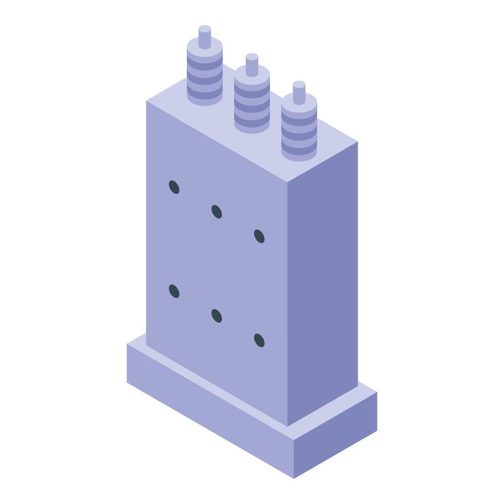 Power concrete transformer station supplying electricity to city district vector