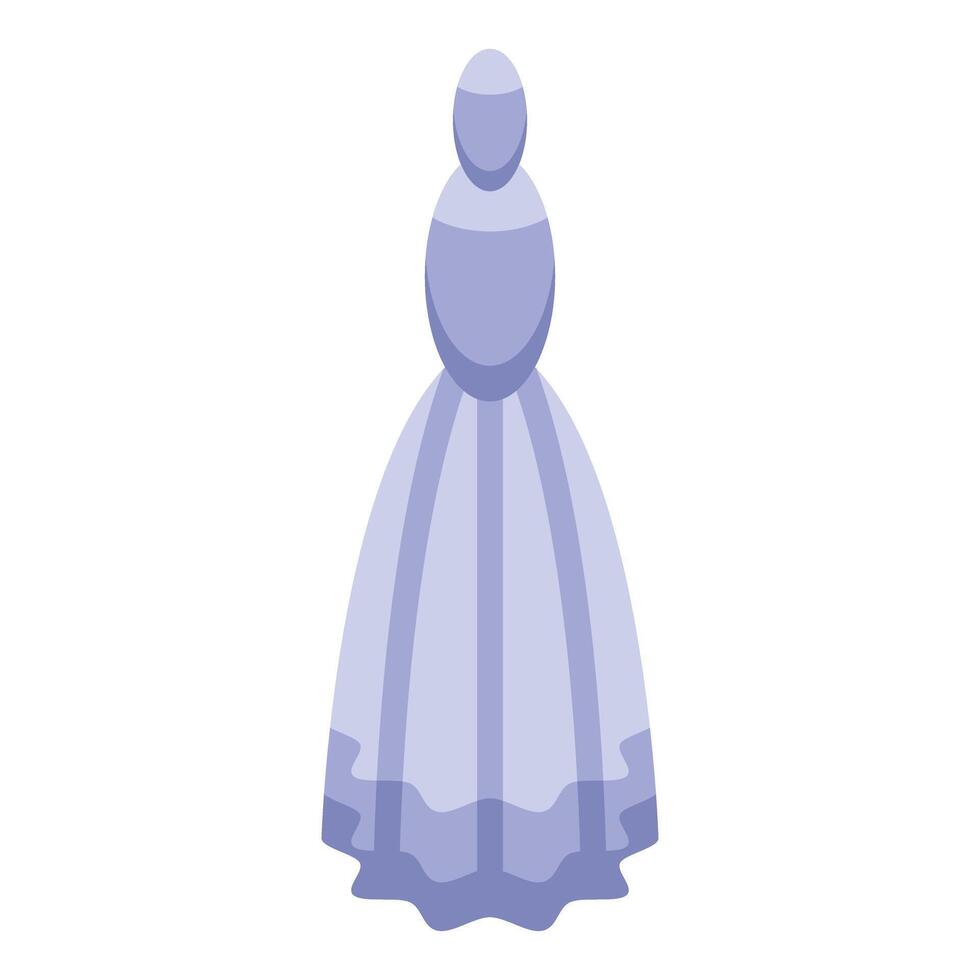 Elegant lavender wedding dress hanging, preparing for the big day vector