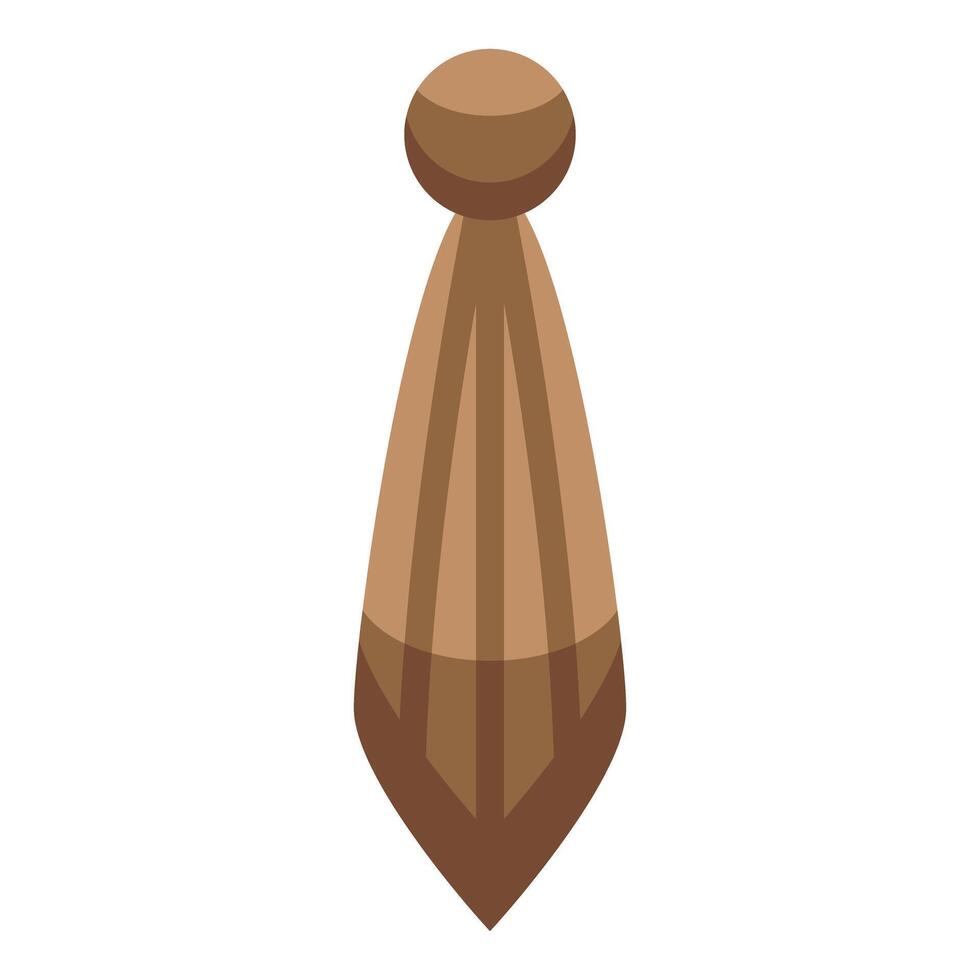 Brown elegant tie hanging, fashion accessory for men, isometric view vector