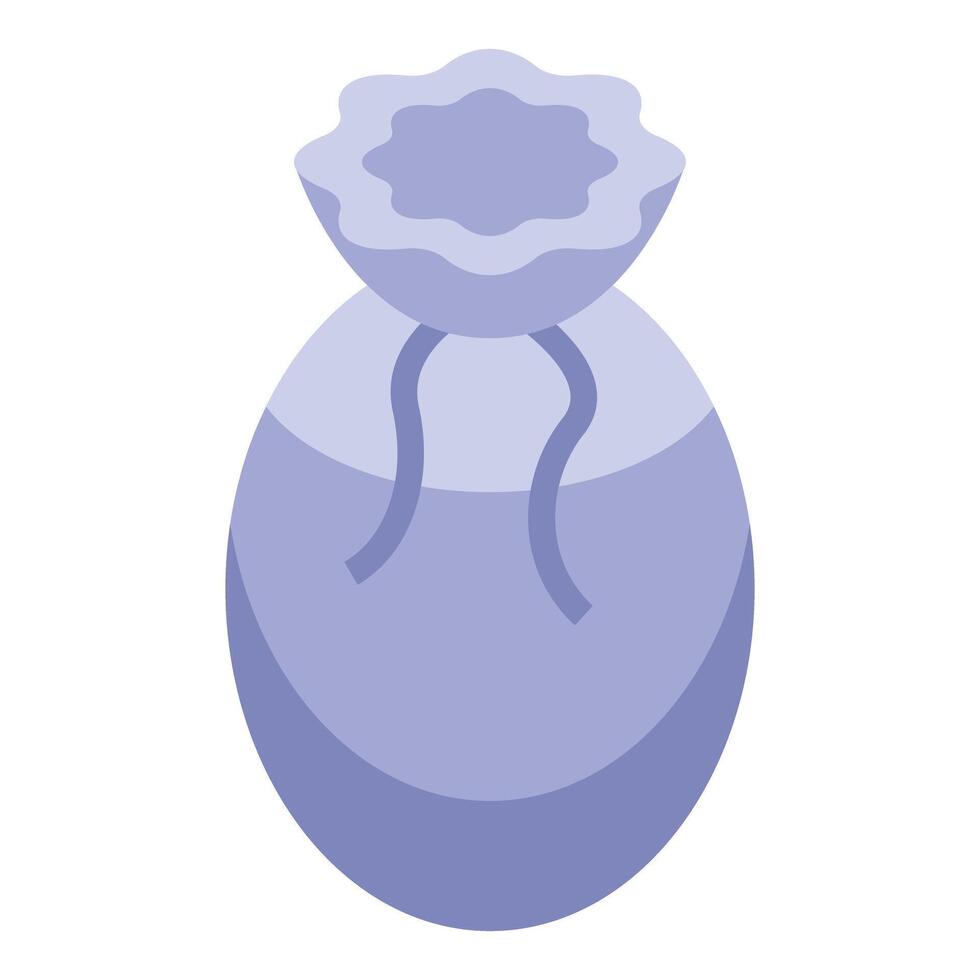 Small violet cloth bag tied with a ribbon is holding something vector