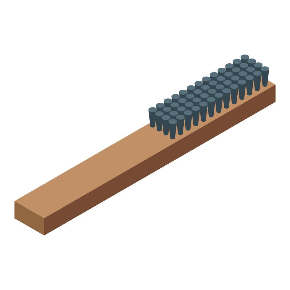 Cleaning brush with wooden handle for shoe care and maintenance vector