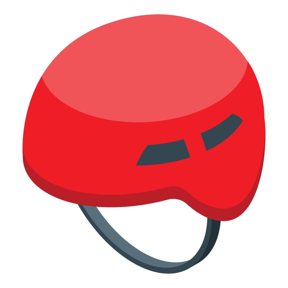 Red climbing helmet ensuring safety during climbing activities vector
