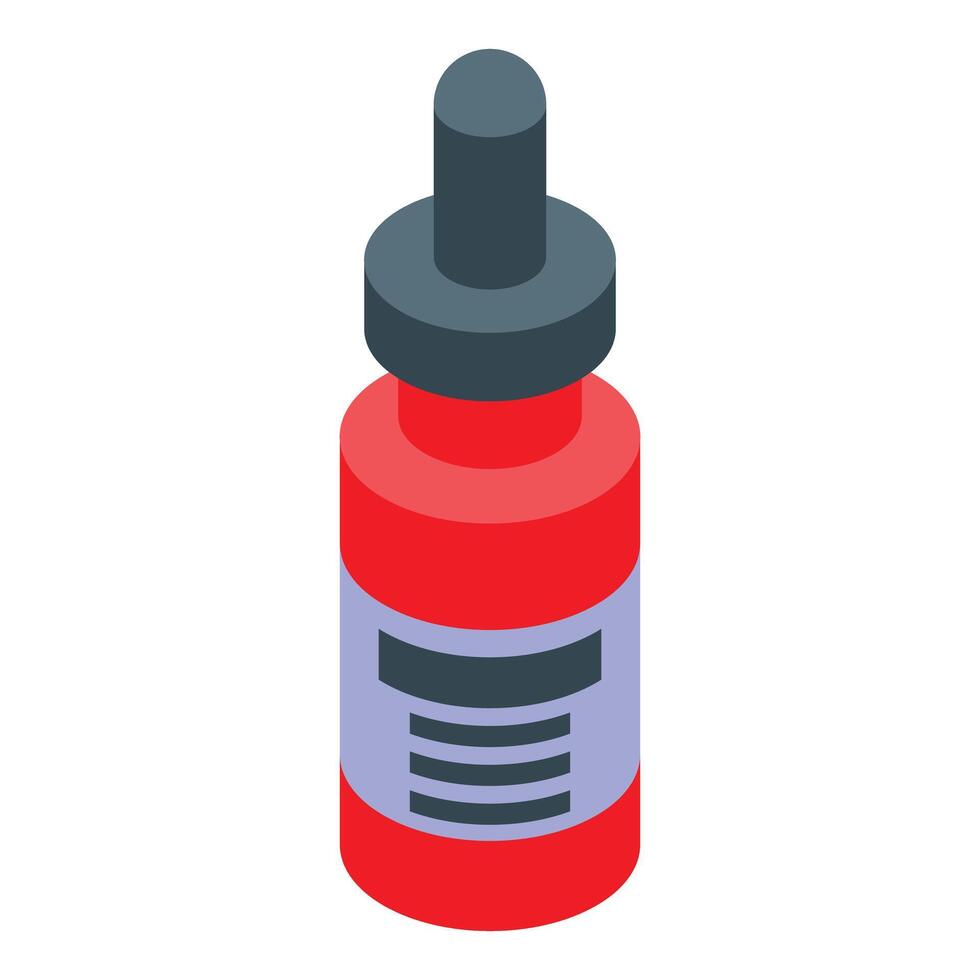 Red dropper bottle containing medical cannabis extract vector