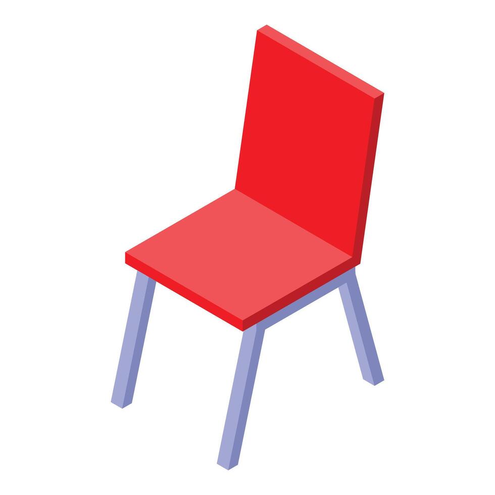 Red chair leaning in isometric view depicting modern furniture vector