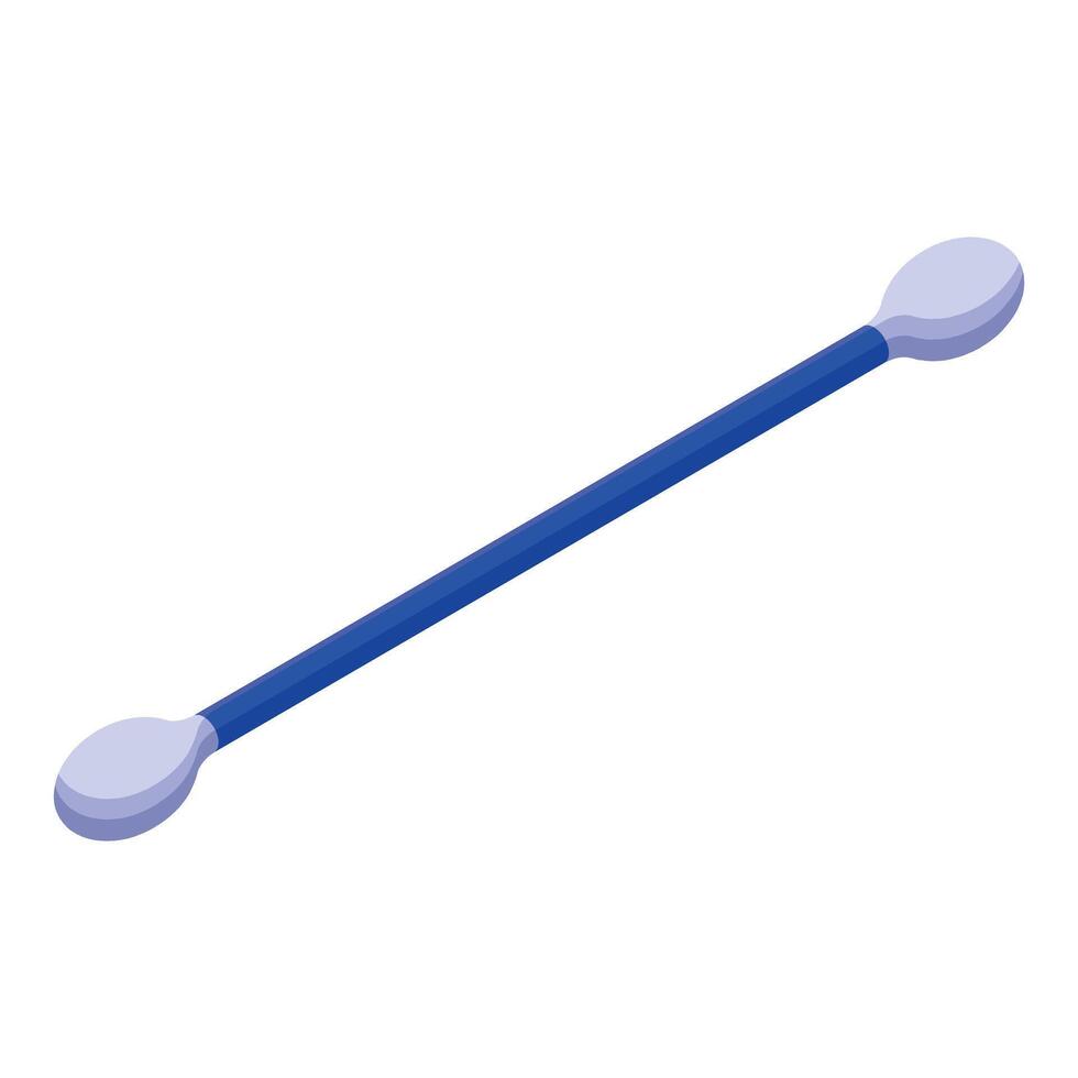 Cleaning ear with cotton swab with blue plastic stick vector