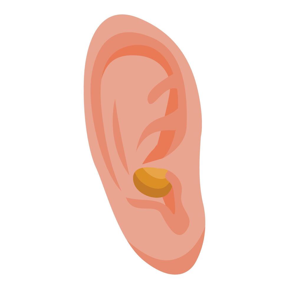 Ear showing wireless in ear headphones for listening music vector