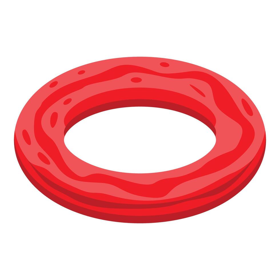 Red inflatable ring floating on water, perfect for summer fun vector