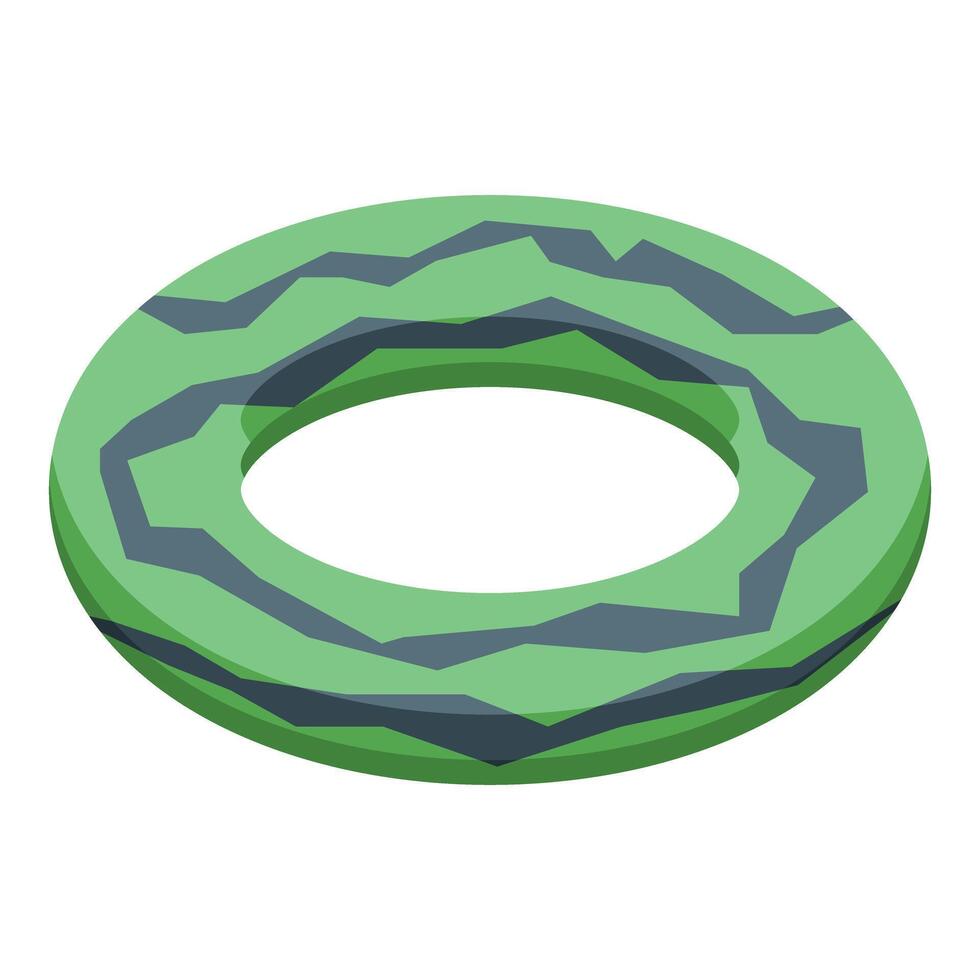 Inflatable watermelon ring floating on water surface in summer vector