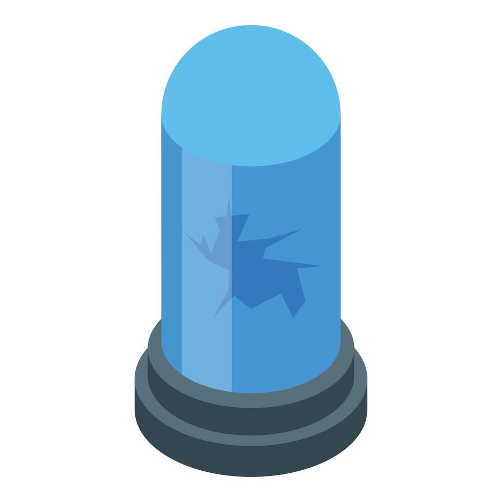 Broken flasher light emitting blue light isometric view vector