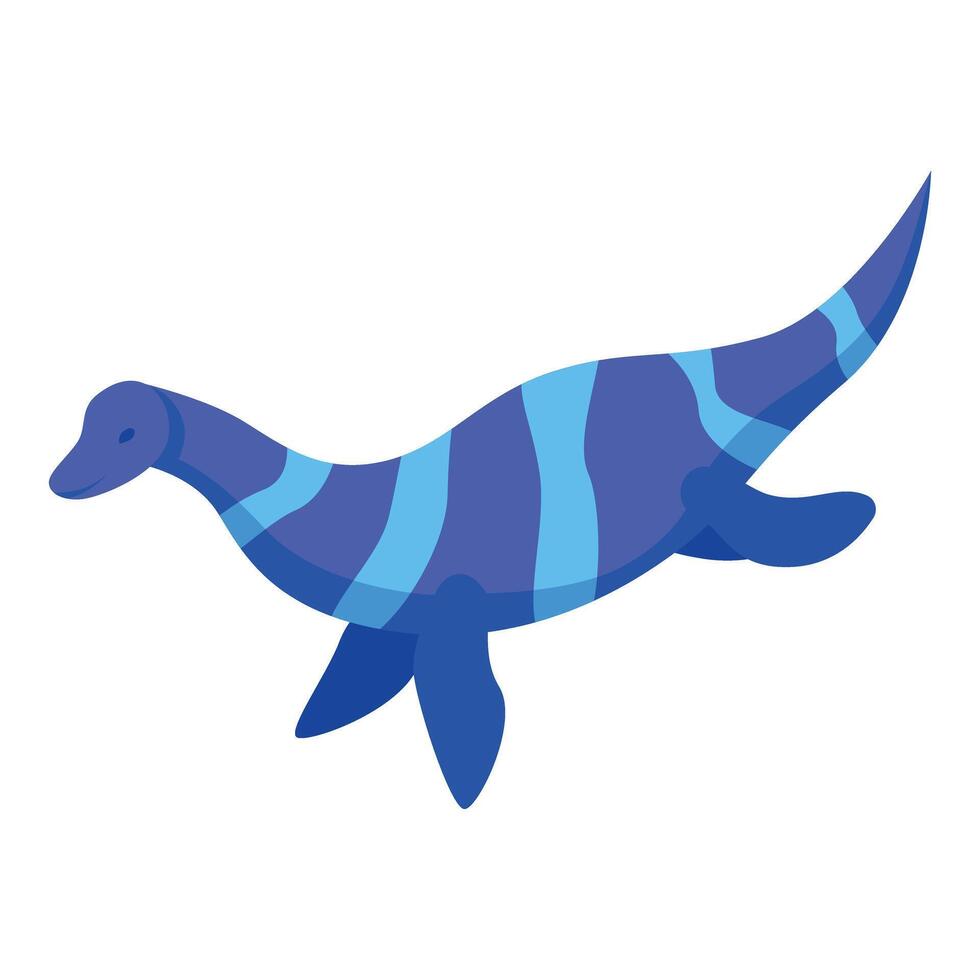 Plesiosaur swimming in the ocean with blue stripes, isometric view vector
