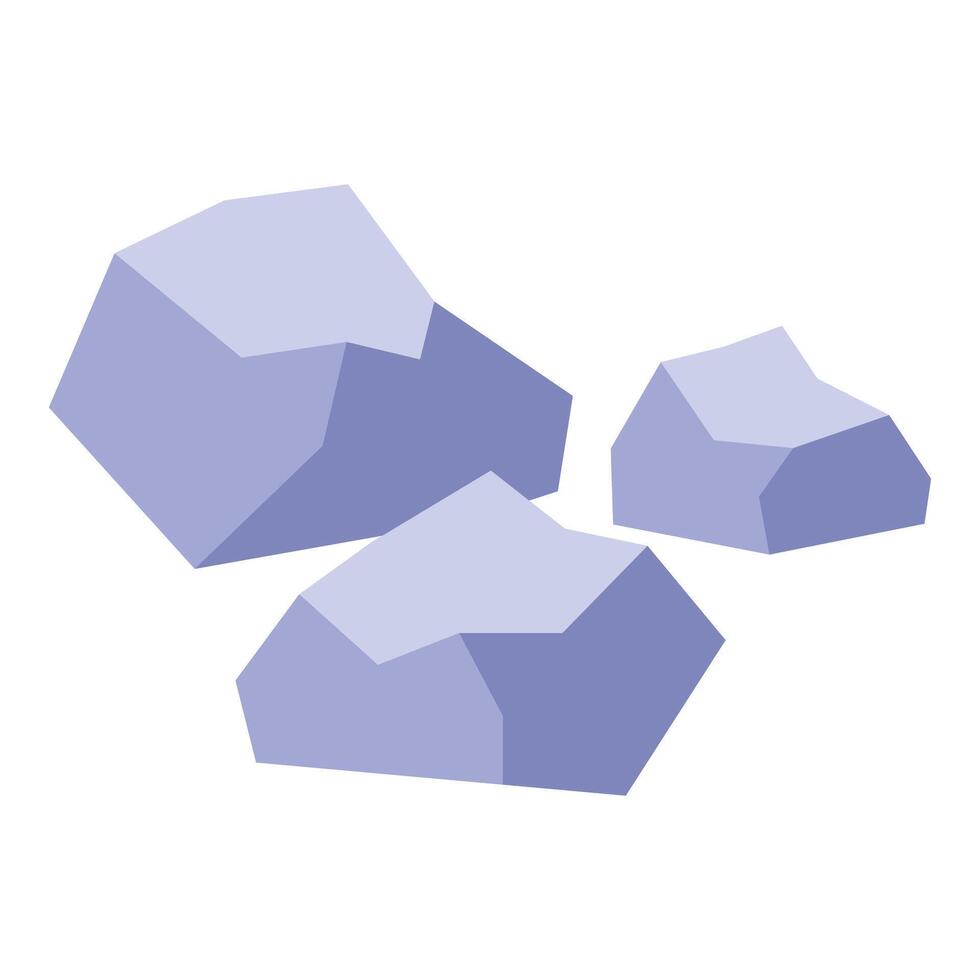 Three light purple polygonal rocks forming a small pile vector