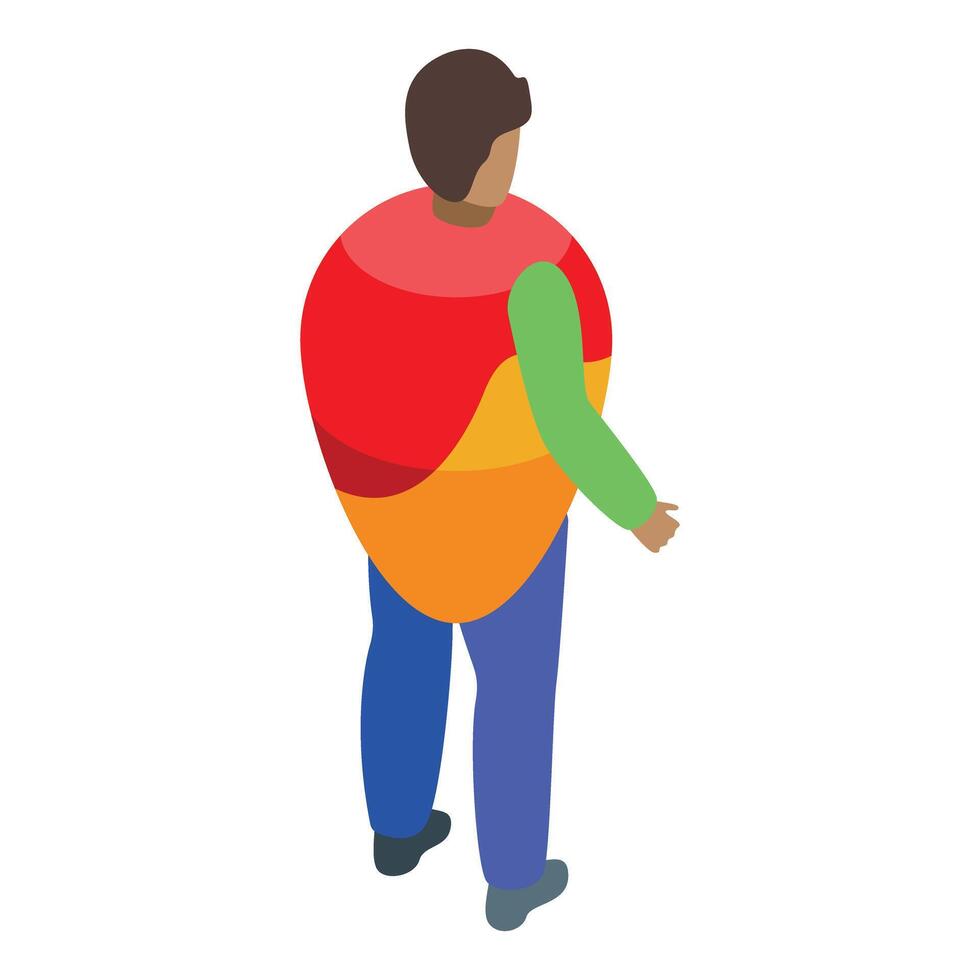 Skydiver walking with parachute on back, rear view vector