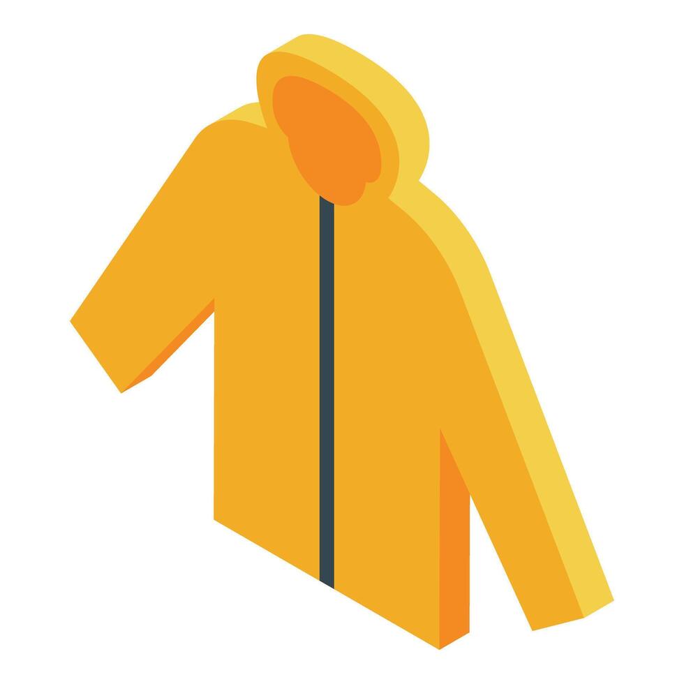 Yellow raincoat protecting from bad weather conditions in isometric view vector