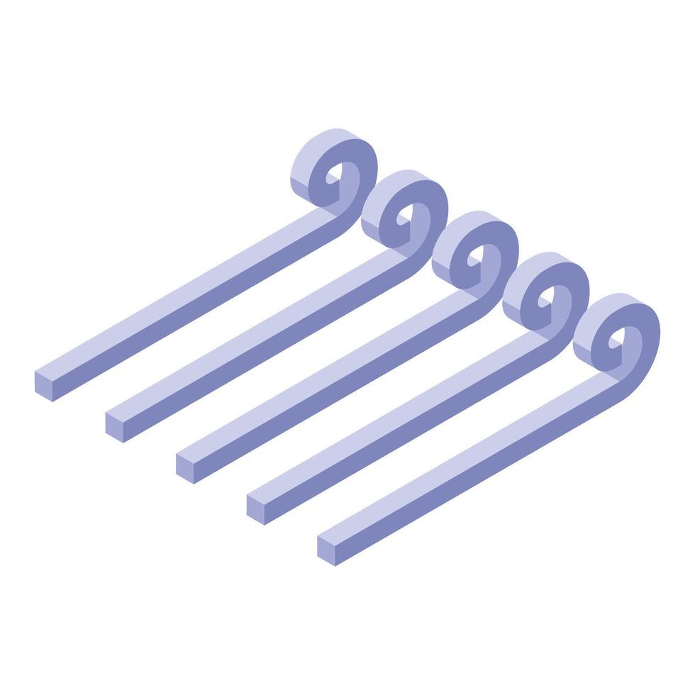 Five lavender lines curling upwards in isometric view vector