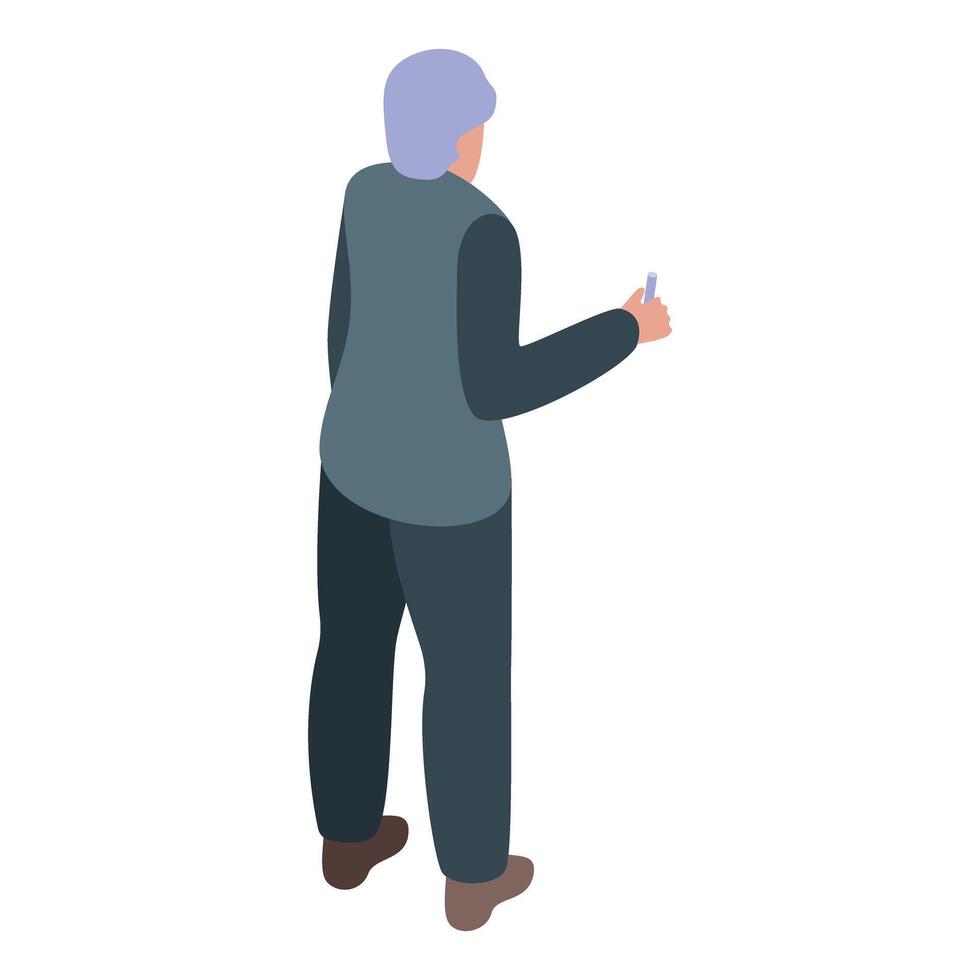 Senior manager writing on whiteboard during business meeting vector