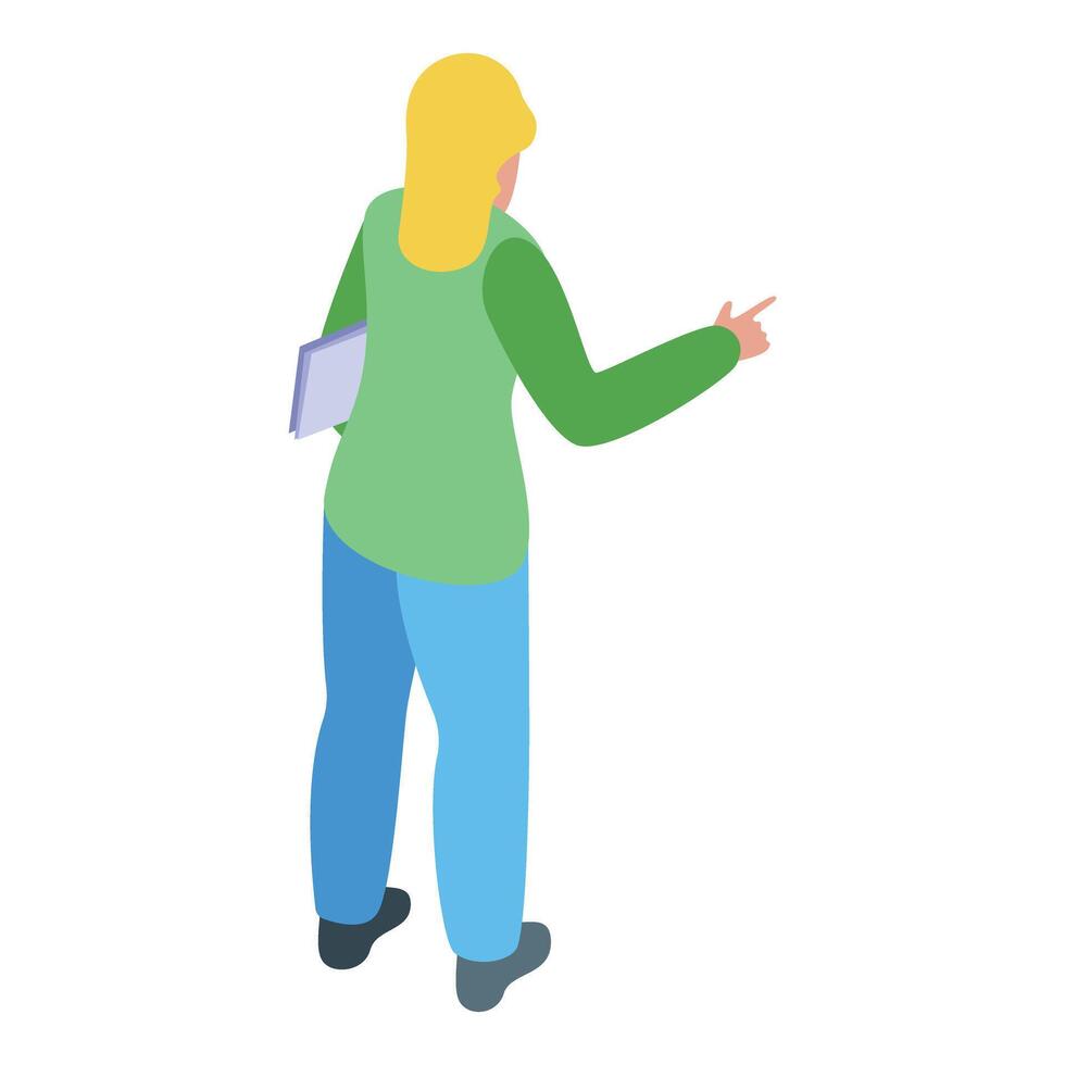 Project manager holding documents and pointing with finger vector