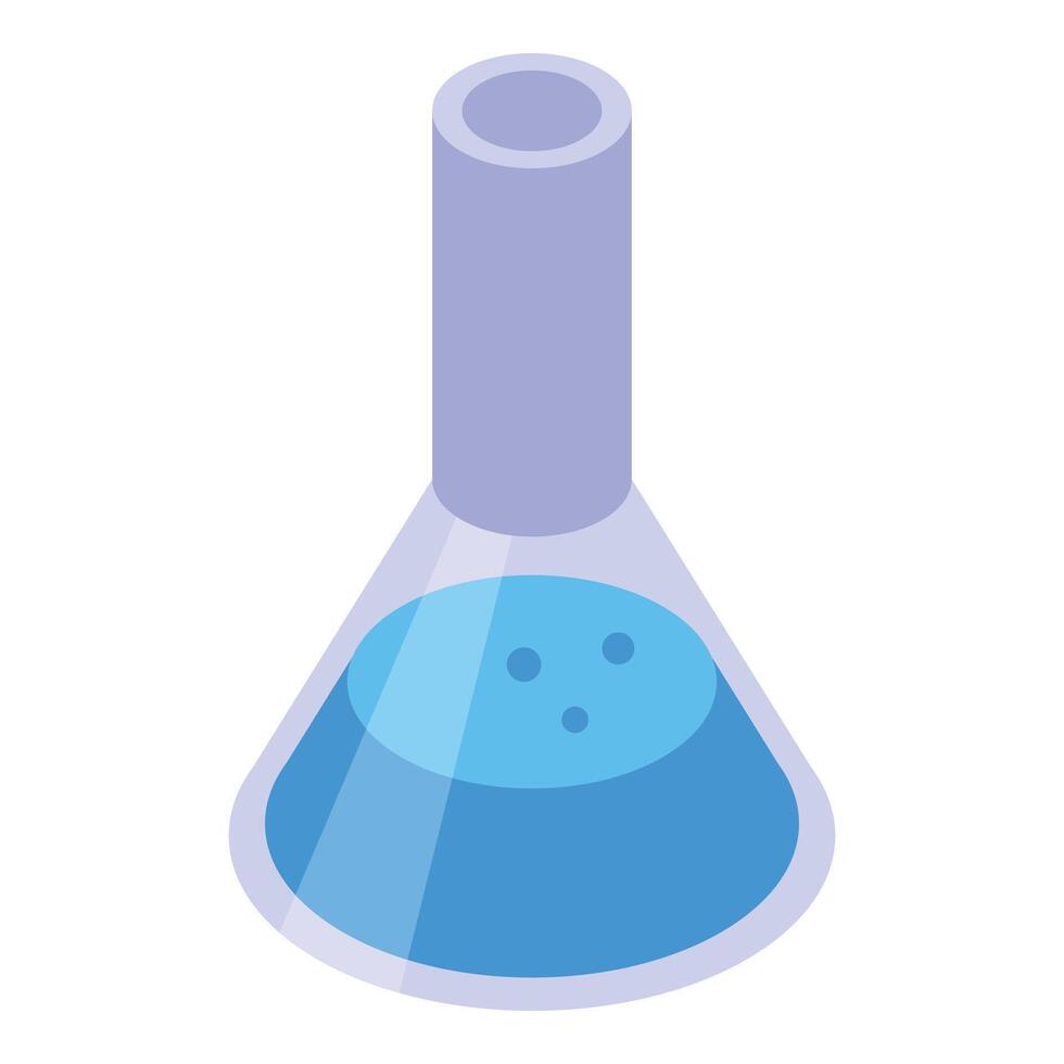 Chemical erlenmeyer flask containing blue liquid for scientific experimentation vector