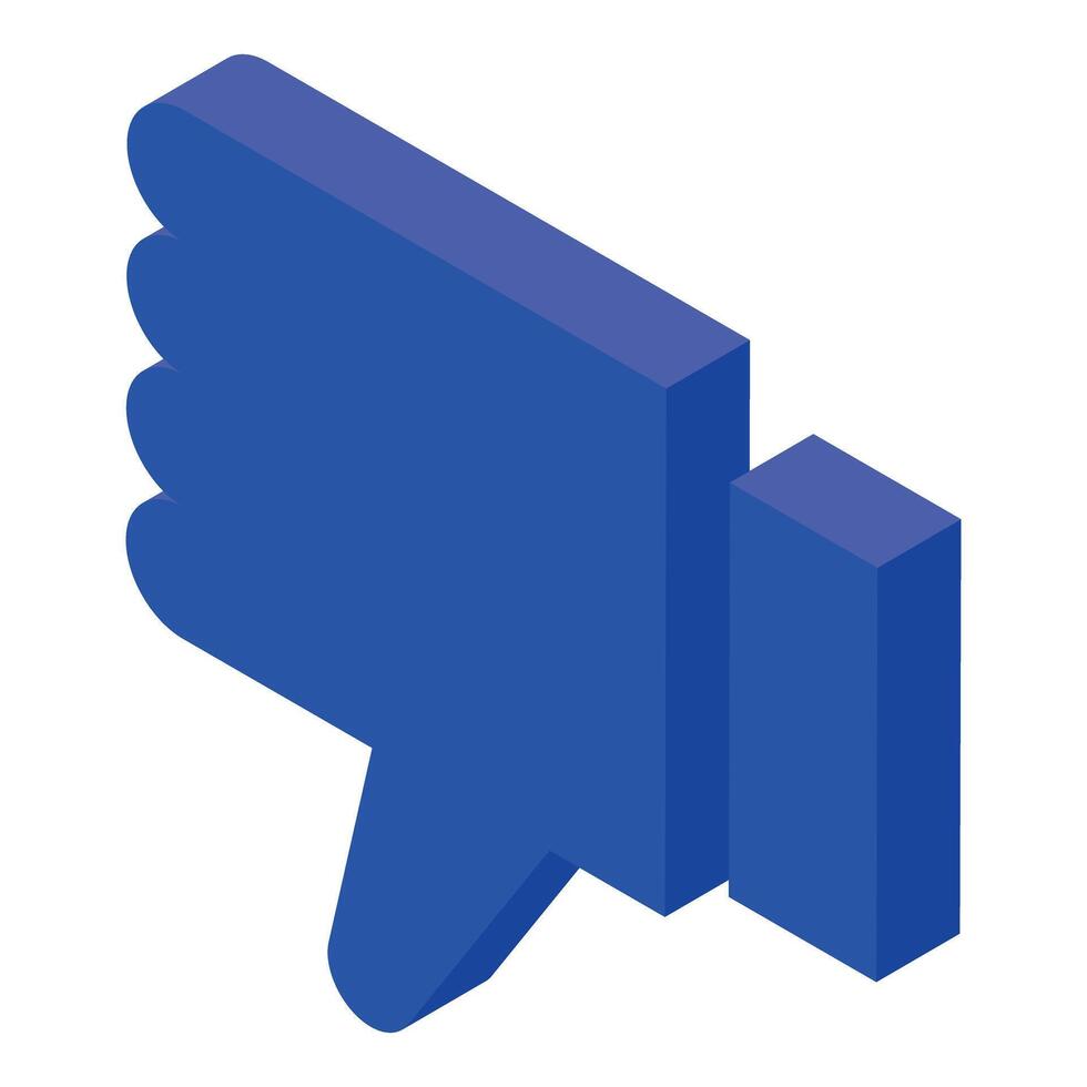 Blue thumbs down dislike isometric icon expressing negative feedback vector