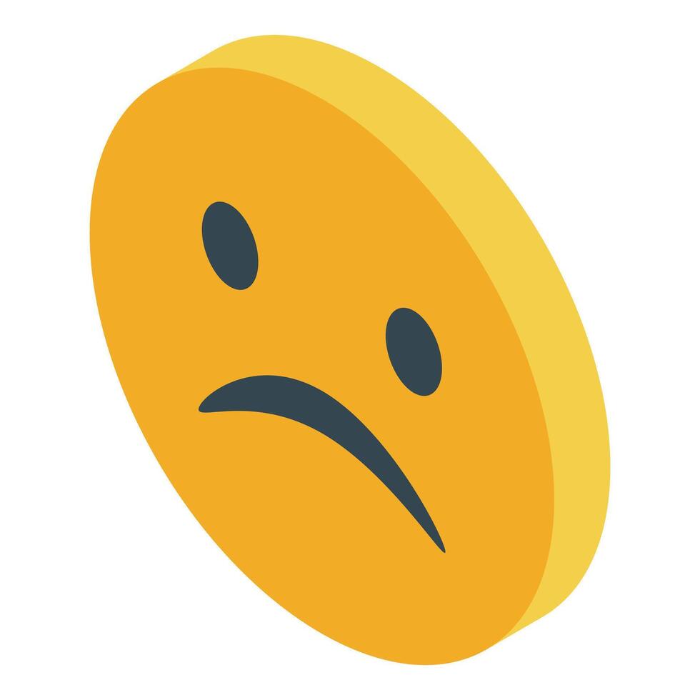 Sad yellow face emoji expressing disappointment isometric icon vector