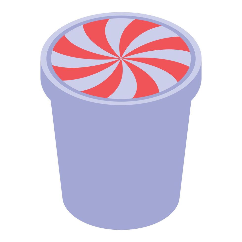 Plastic yogurt cup with red and white swirl design lid vector