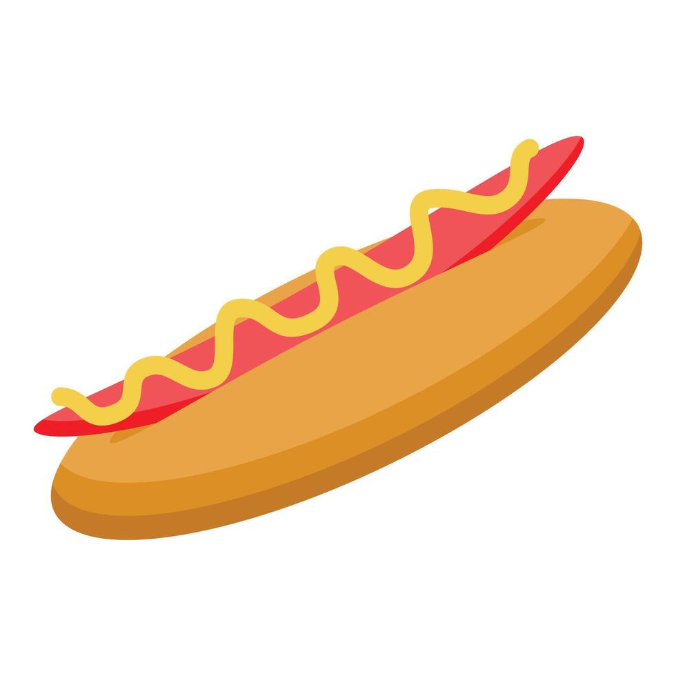 Delicious hot dog with mustard lying on a white background vector