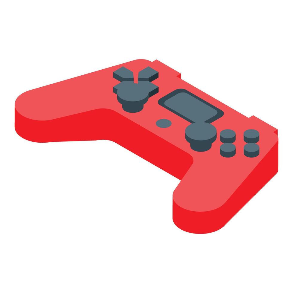 Red gamepad controller playing videogames providing entertainment vector