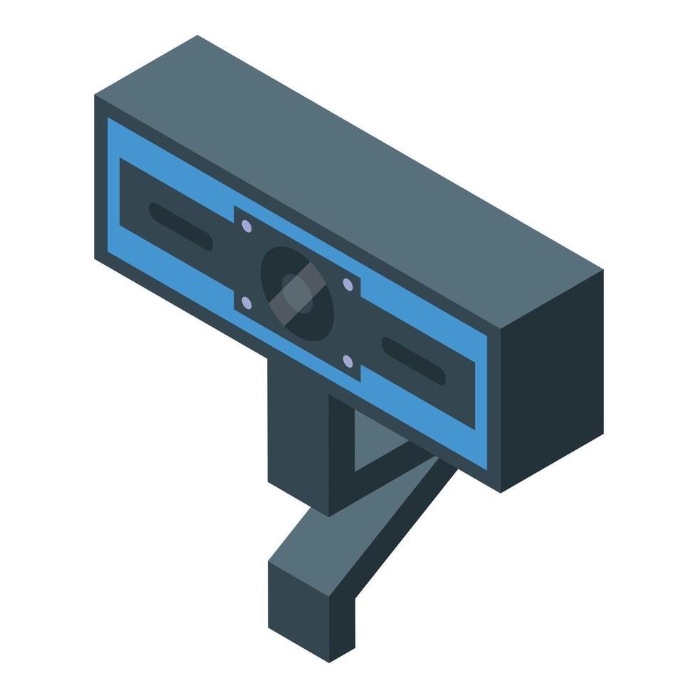Modern webcam recording conference on computer desk vector
