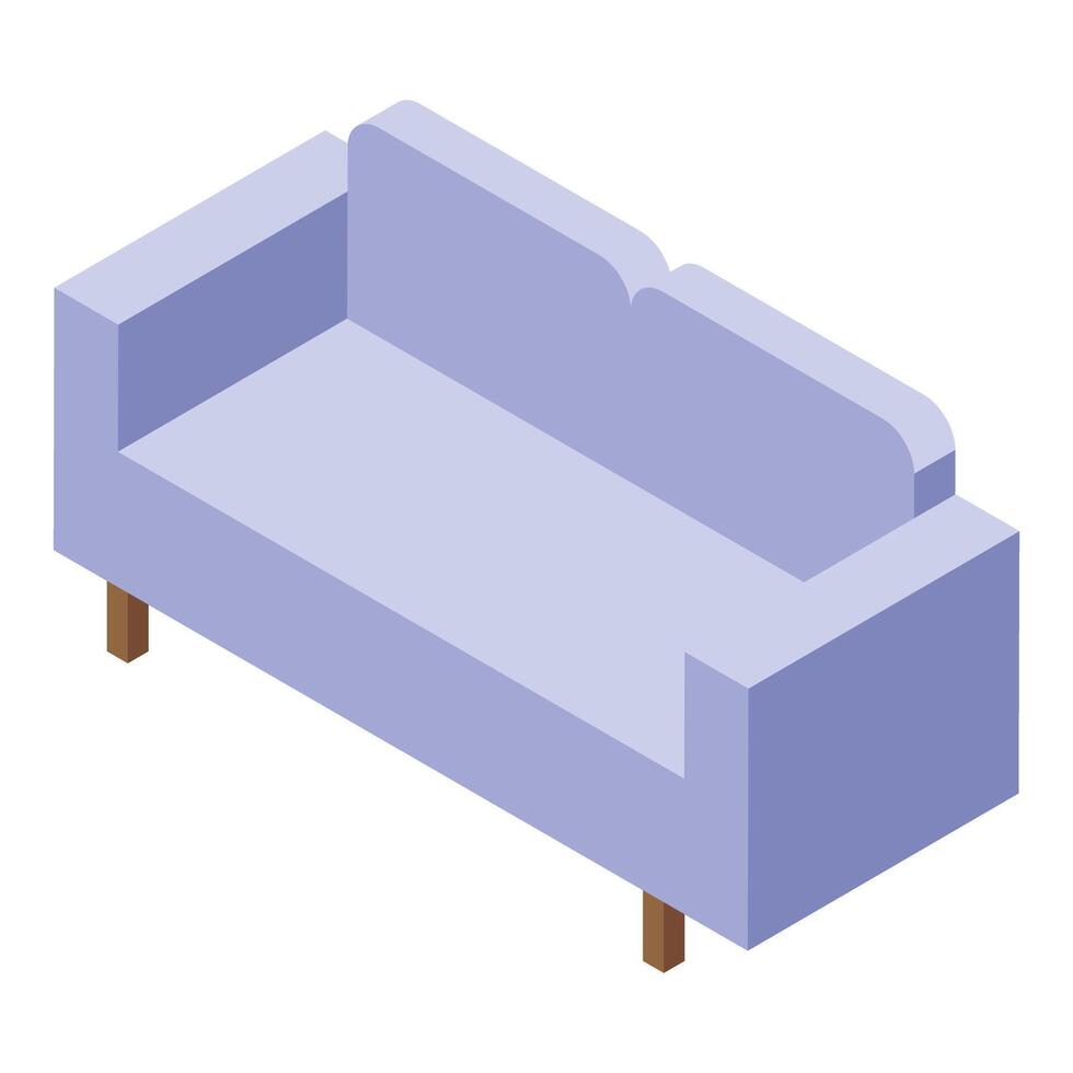 A purple couch is shown in an isometric view vector