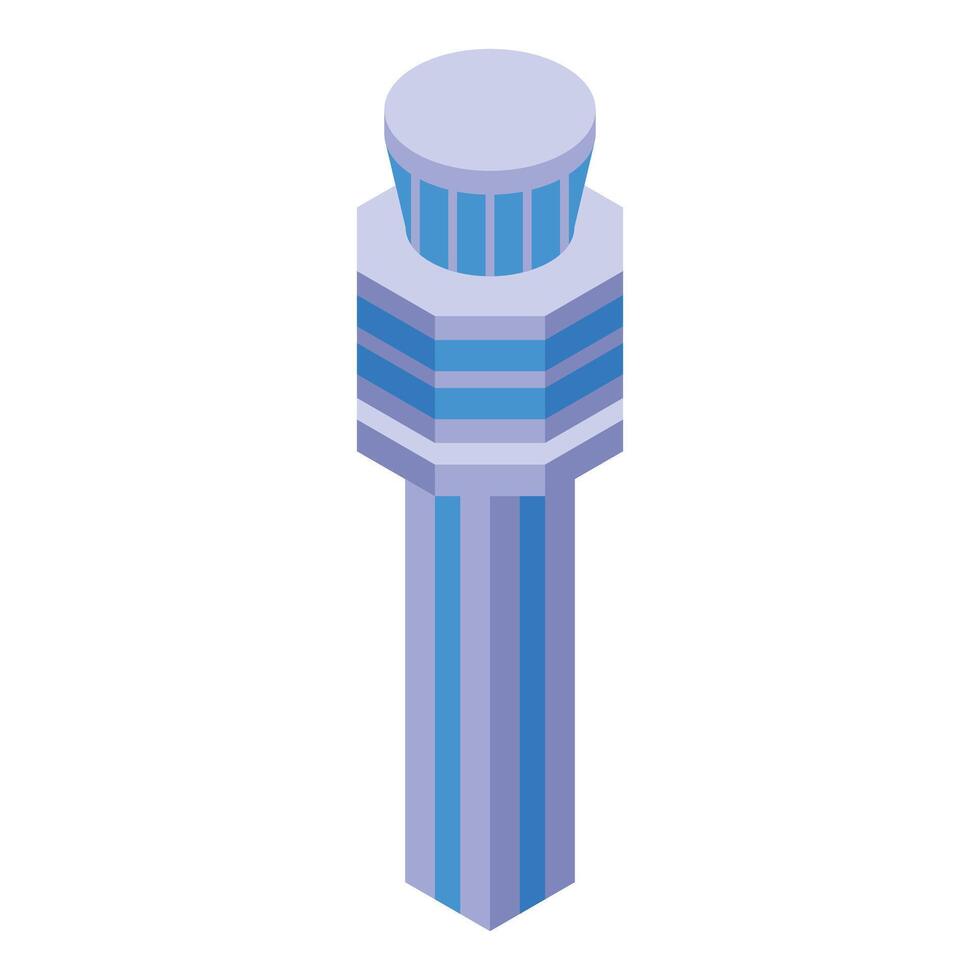 A tower with a blue and white stripe on it vector